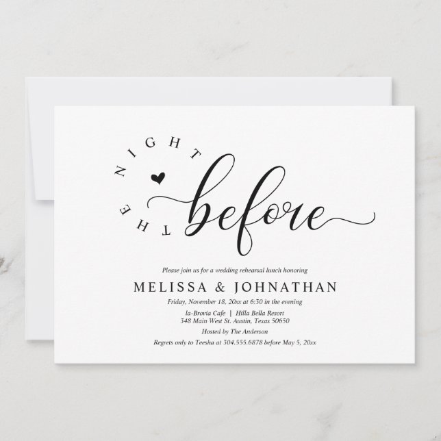 Invitation La veille, Dîner de répétition Mariage (Devant)