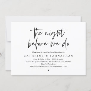 Invitation La veille, Dîner de répétition Mariage