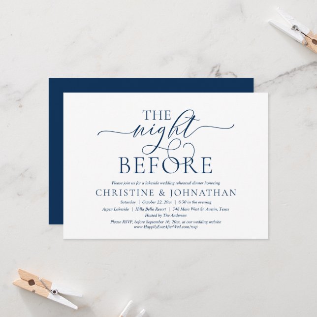 Invitation La veille, Dîner de répétition Mariage Invitat (Devant/Arrière en situation)