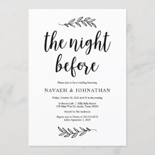 Invitation La veille, Dîner de répétition Mariage rustique