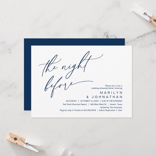 Invitation La veille, Soirée de répétition Mariage (Devant/Arrière en situation)
