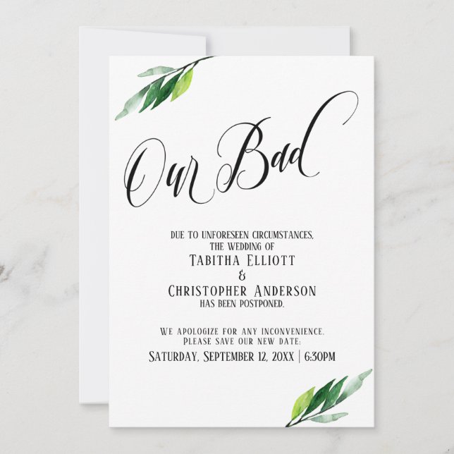 Invitation La verdure a repoussé le Mariage "Notre mauvais" F (Devant)