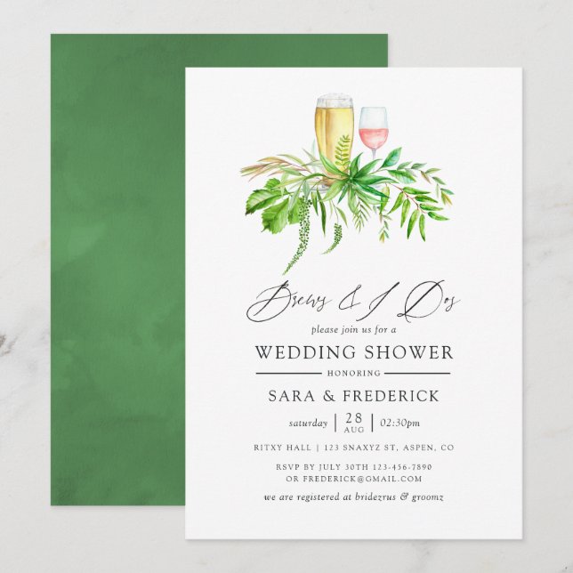 Invitation La Verdure De La Forêt D'Aquarelle Se Déroule Avan (Devant / Derrière)