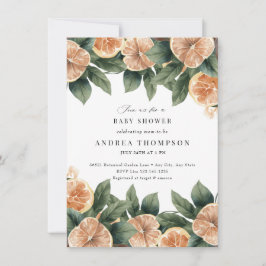 Invitation La verdure des agrumes | Baby shower floral rose