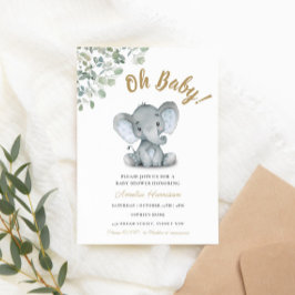 Invitation La verdure des éléphants Baby shower neutre pour l