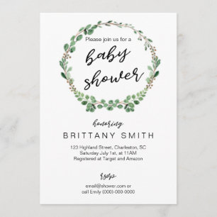 Invitation La verdure d'invitation de baby shower tressent