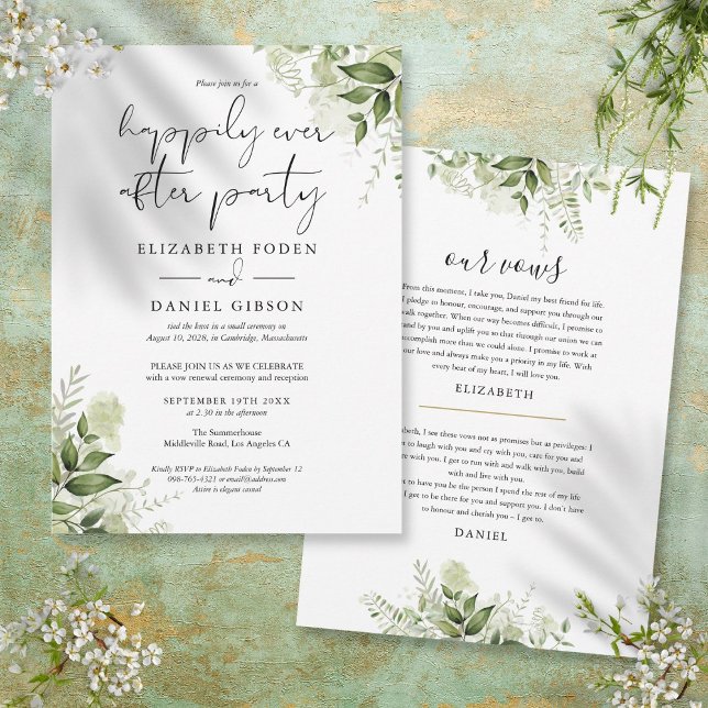 Invitation La verdure joyeuse à jamais après les voeux du Mar (Greenery Happily Ever After Party Wedding Vows Invitation)