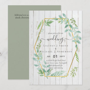 Invitation La verdure rustique sur le bois d'oeuvre Mariage d