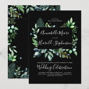 Invitation La verdure  Woodland  Mariage d'aquarelle moderne