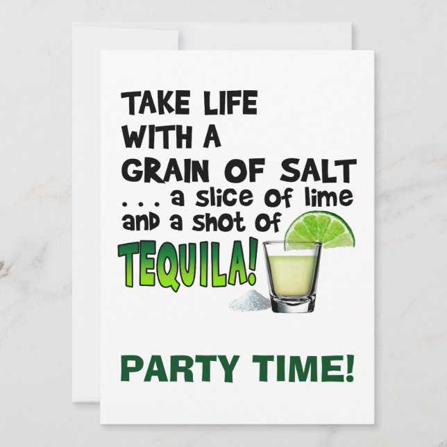 Invitation La vie, chaux, sel, TEQUILA ! Humour de cocktail (Devant)