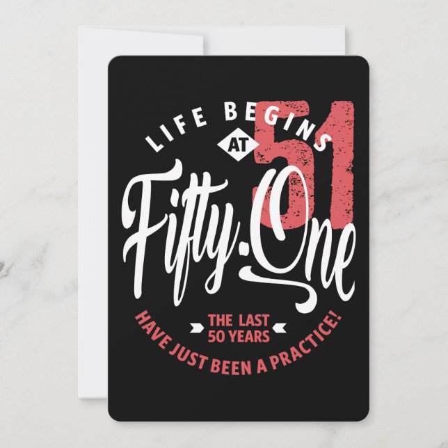 Invitation La vie commence à 51 ans | 51e anniversaire (Devant)