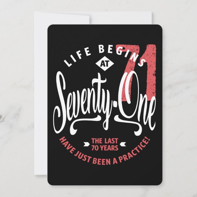 Invitation La vie commence à 71 ans | 71e anniversaire (Devant)