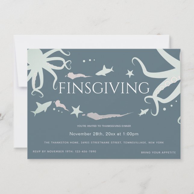 Invitation La vie de la mer de Thanksgiving de l'Amitié rose  (Devant)