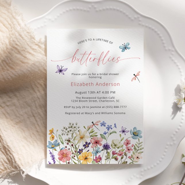 Invitation La vie des papillons Fleur sauvage Fête des mariée (Créateur téléchargé)