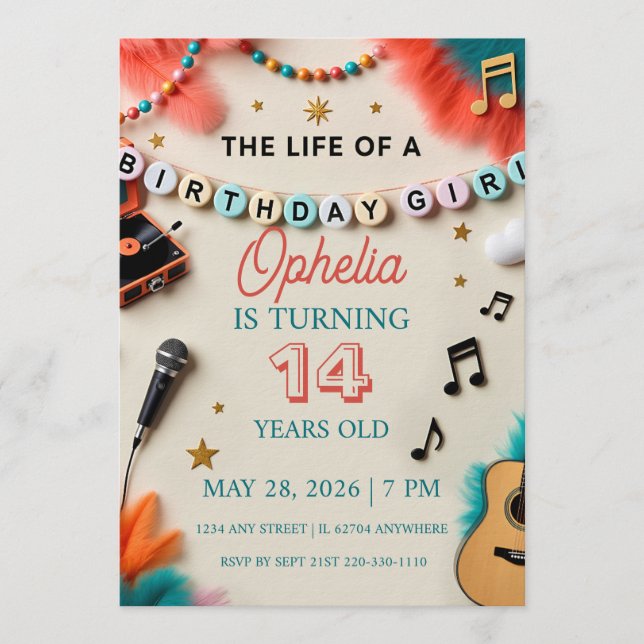 Invitation La vie d'une showgirl d'anniversaire (Devant)