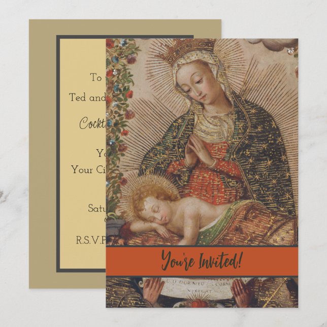 Invitation La Vierge adorant le Christ Enfant Noël (Devant / Derrière)