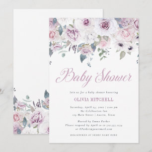 Invitation La violette rougissent baby shower floral de  
