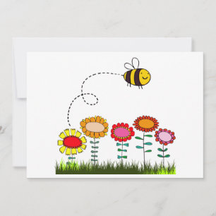 Invitation L'abeille bourdonne d'un jardin fleuri