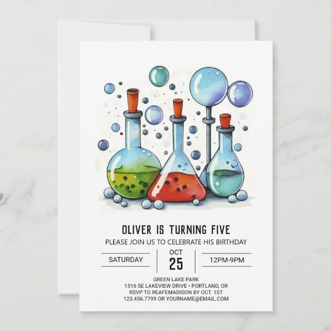 Invitation Laboratoire des enfants d'aquarelle Anniversaire (Devant)