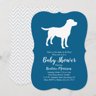 Invitation Labrador Chien Baby shower Blue Boy Lab