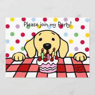 Invitation Labrador jaune vous observant Anniversaire