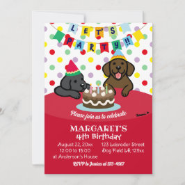 Invitation Labradors noirs et chocolats Fête d'anniversaire