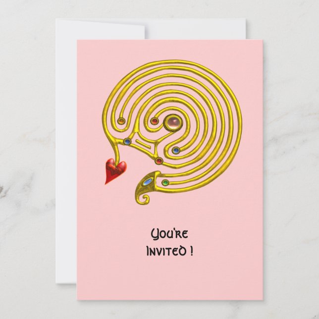 Invitation LABYRINTHE HYPER, rose (Devant)