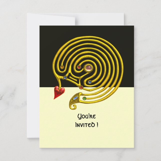 Invitation LABYRINTHE HYPER rsvp, noir et blanc (Devant)