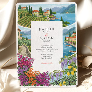 Invitation Lac de Côme Italie Vignoble Citron Wisteria Mariag