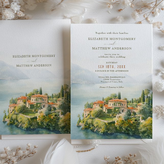Invitation Lac de Côme Villa del Balbianello Mariage (Créateur téléchargé)