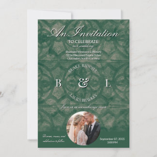 Invitation Lac Émeraude Muscadine Automnal Monogramme Photo P