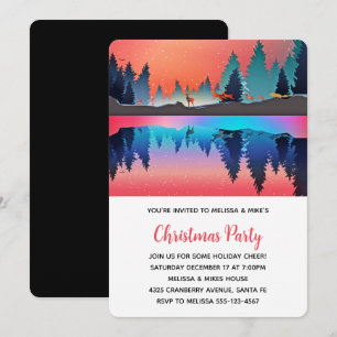 Invitation Lac hivernal pittoresque avec Noël aux cerfs