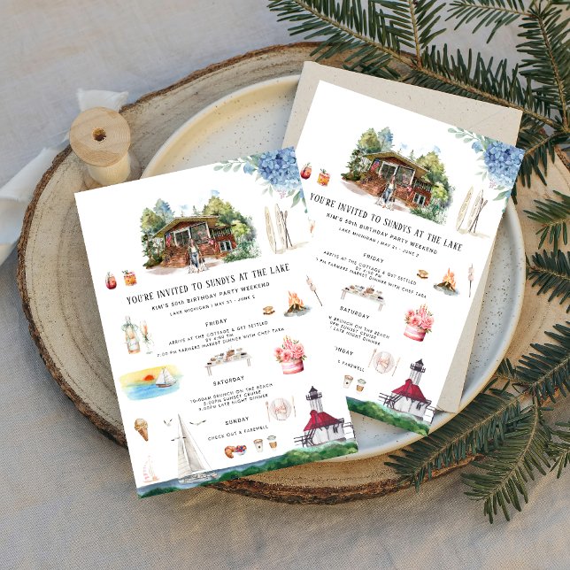 Invitation Lac Michigan | Fin de semaine d'anniversaire (Créateur téléchargé)