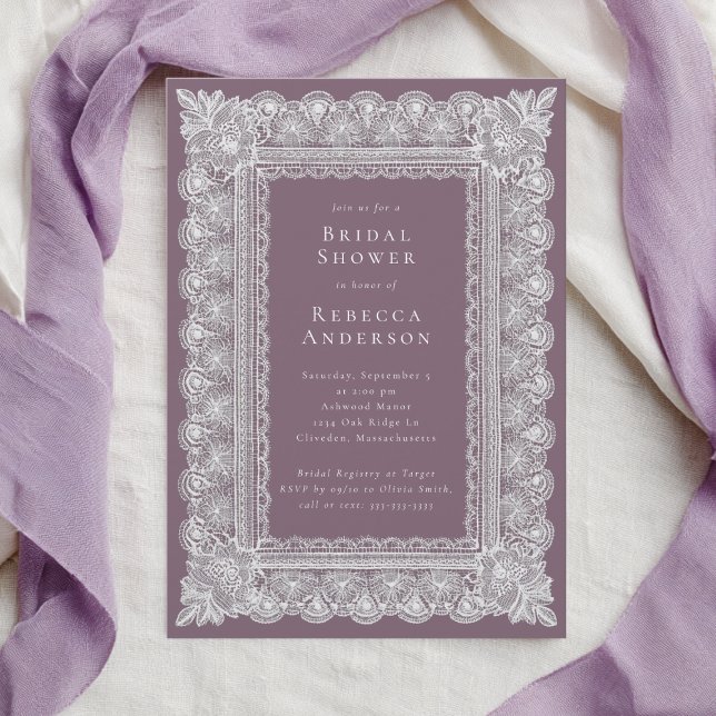 Invitation Lace Doily Blush Purple Elegant Bridal Shower (Créateur téléchargé)