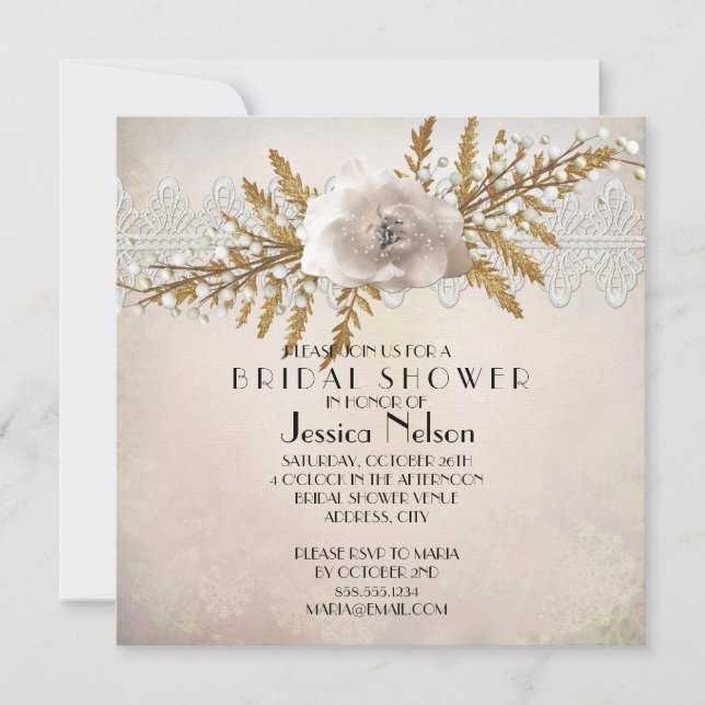 Invitation Lace Holiday Winter Fête des mariées (Devant)