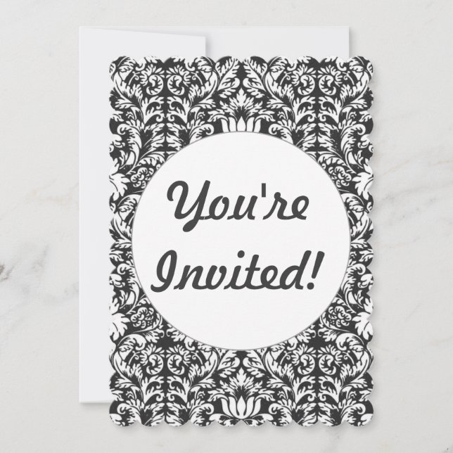 Invitation Lace noir blanc Damas Brocade (Devant)