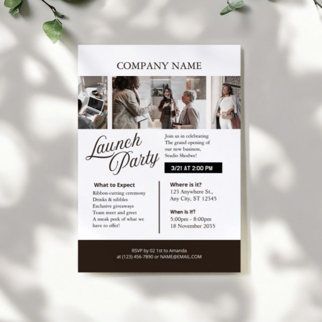 Invitation lack and White Professional Company Launch Party (Créateur téléchargé)