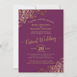 Invitation Lacy Gold Fragments sur Cassis Purple Mariage virt
