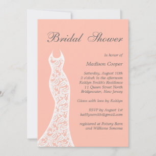 Invitation Lacy Peach Bridal Shower