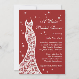 Invitation Lacy Red Winter Bridal