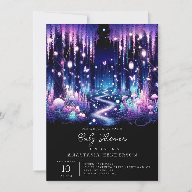 Invitation L'adorable Baby shower forestier enchanté (Devant)