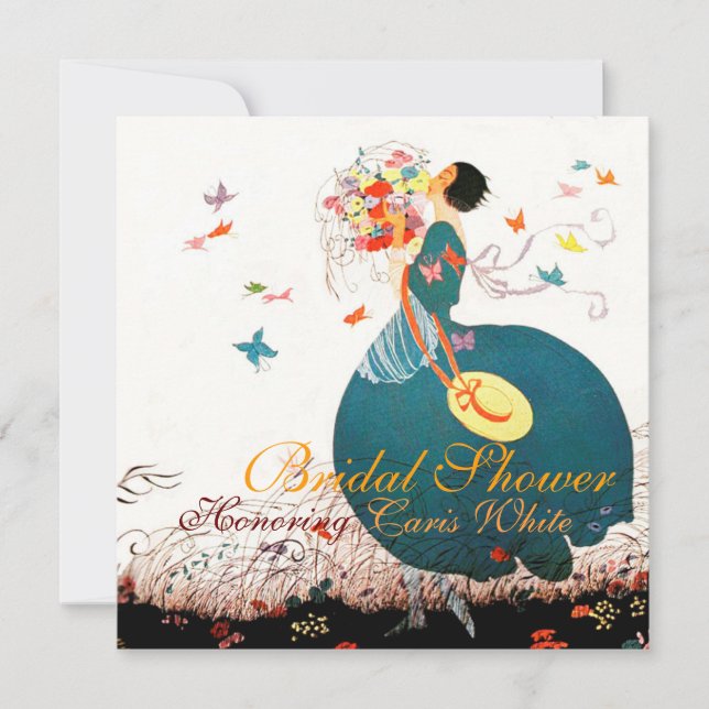 INVITATION LADY AVEC BOUQUET FLEURIER ET BOUTTERFLIES MONOGRA (Devant)
