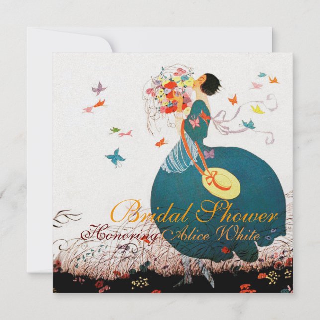 INVITATION LADY AVEC BOUQUET FLEURIER ET BOUTTERFLIES MONOGRA (Devant)