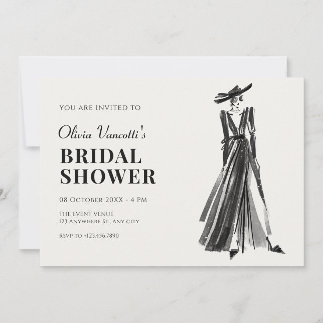 Invitation Lady in Elegant Gown nuptiale (Devant)