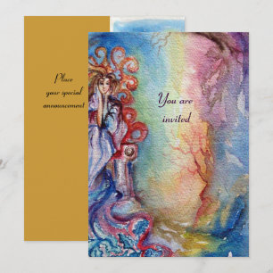 Invitation LADY OF LAKE, bleu vif, jaune rose vif