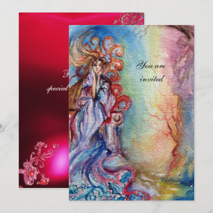 Invitation LADY OF LAKE, gemme rose bleu vif bordeaux