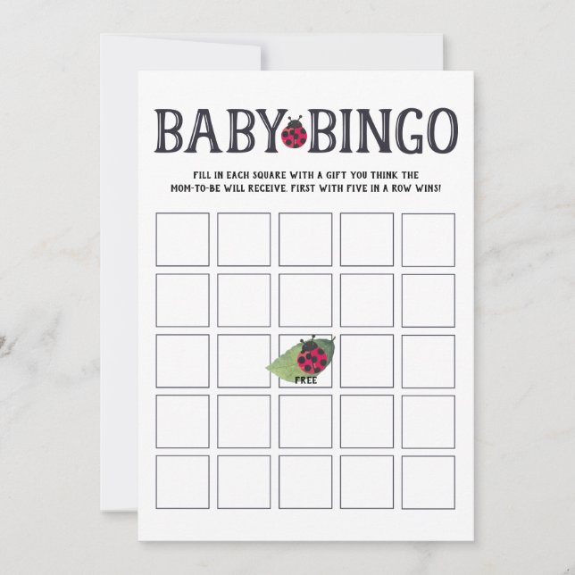 Invitation Ladybug Baby shower Bingo Card (Devant)
