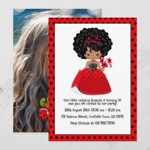 Invitation Ladybug Black Princess Fairy Tale Anniversaire