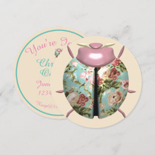 Invitation Ladybug rose floral victorien mignon