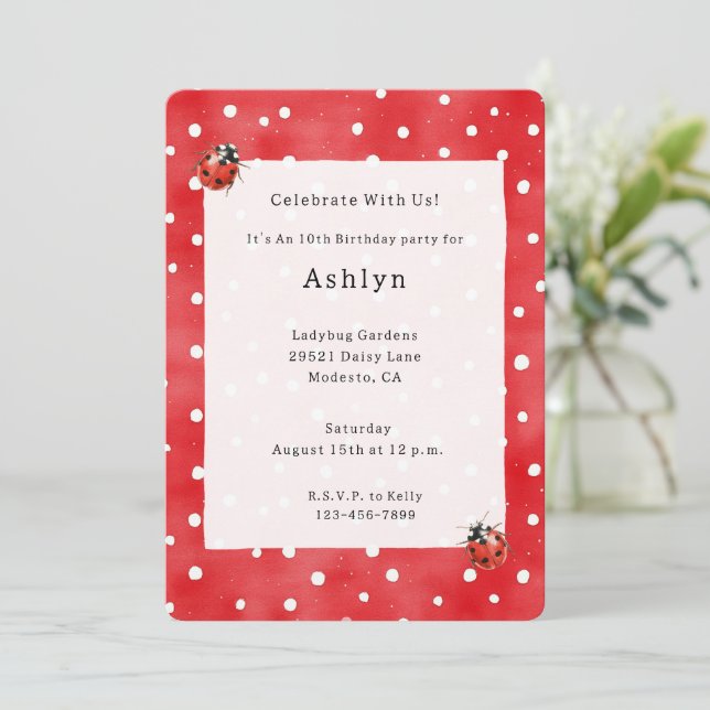 Invitation Ladybugs Birthday   (Debout devant)